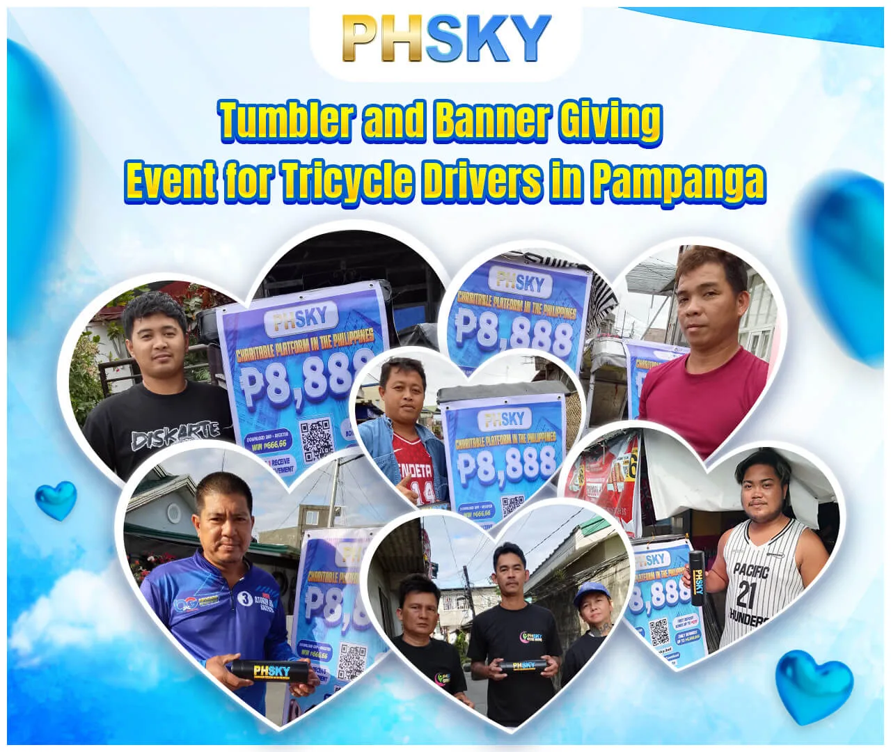 PHSKY Love Fund Event 17 — tumbler and banner for tricycle drivers in Pampanga