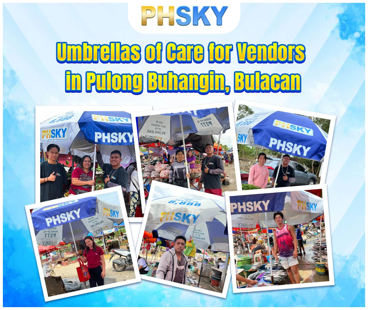 PHSKY Love Fund Event 23 — umbrellas for vendors in Pulong Buhangin Bulacan